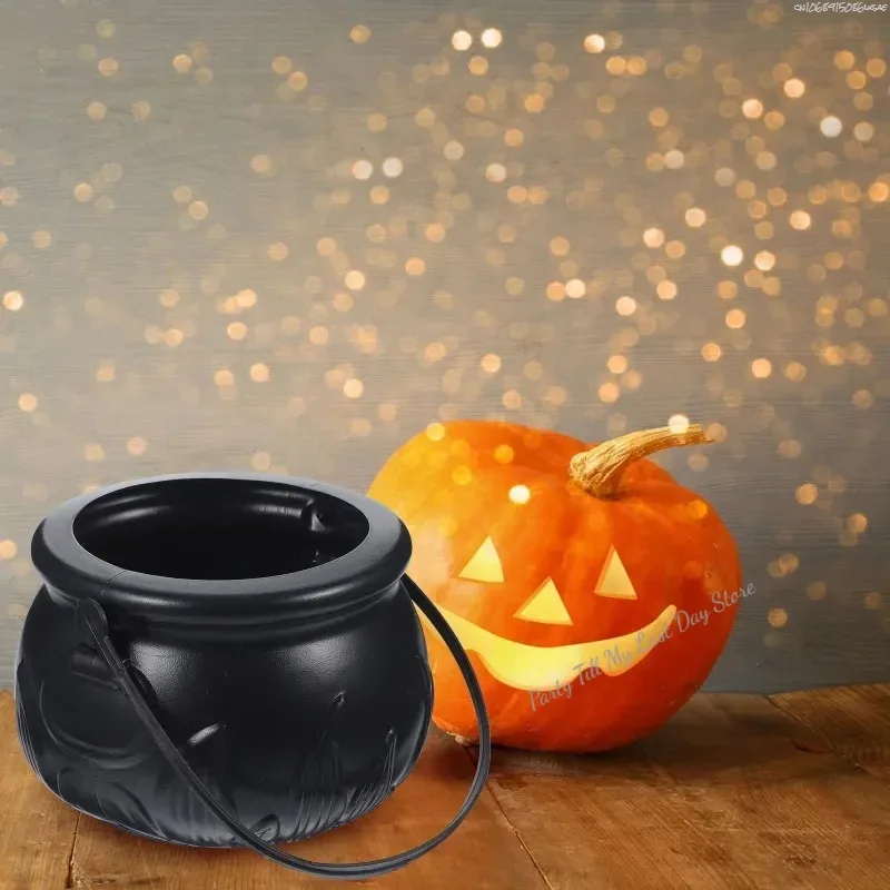 Candy calderone Halloween Bucket Witch Basket Plastic Treat Black Pot Bowl bollitore Trick Pumpkin Holder o Goodie Photo Costume