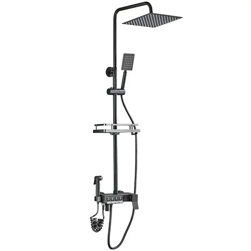 

Brass Thermostatic Shower Faucet Complete Bathroom Shower System with Rainfall and Thermostat for Luxury Baths Digital
