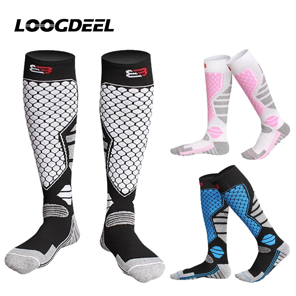 

LOOGDEEL 1 Pair Snowboard Socks Knee High Socks Moisture-wicking Outdoor Sport Adult Children Winter Compression Ski Warm Socks