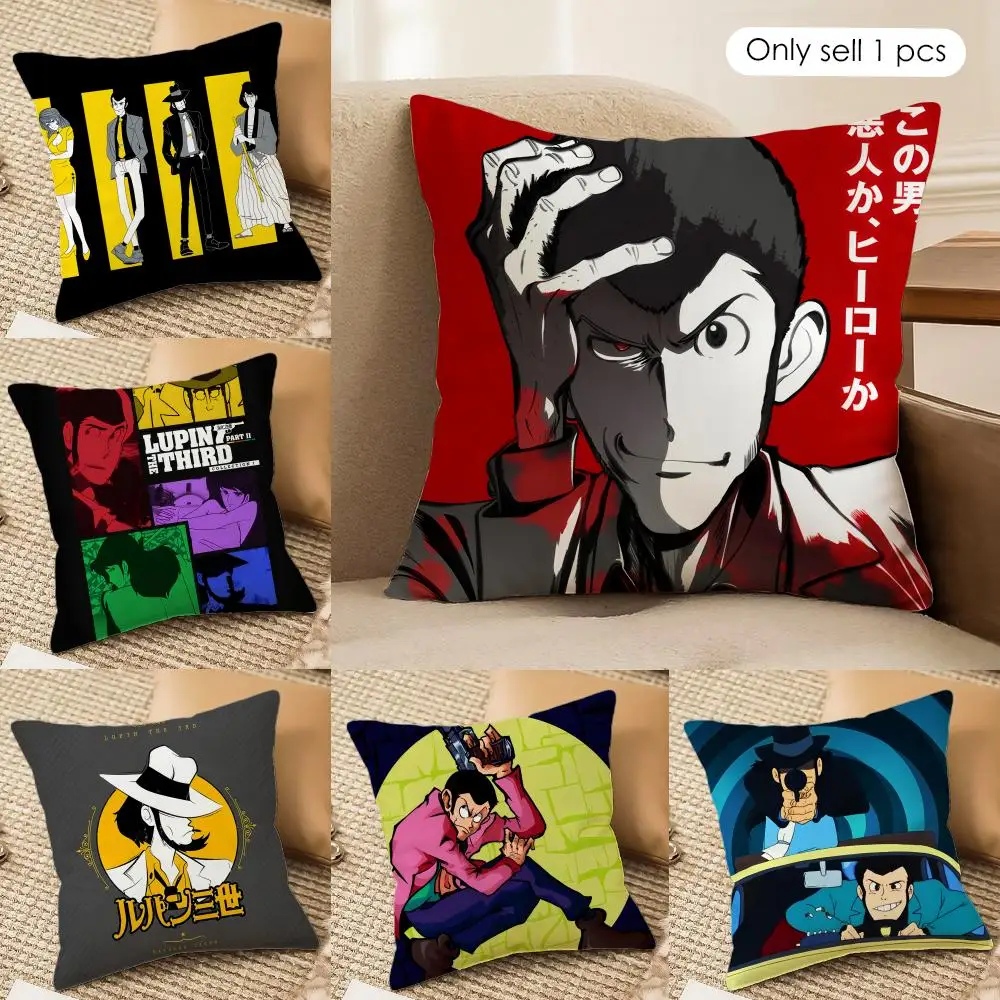 Funda de cojín A-Arsene Lupin The Third, funda de almohada de felpa corta y sedosa con cremallera invisible a prueba de polvo para decoración del hogar