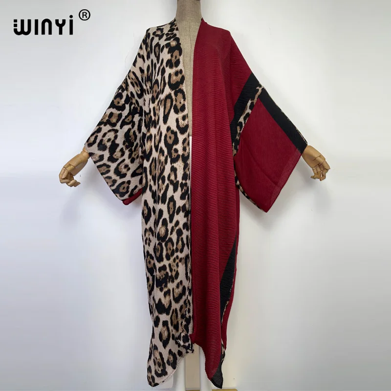 WINYI Europe fashion printing cotton Pleated dress Beach Wear elegant Africa women Cardigan Hot Bohemian holiday party Kimono