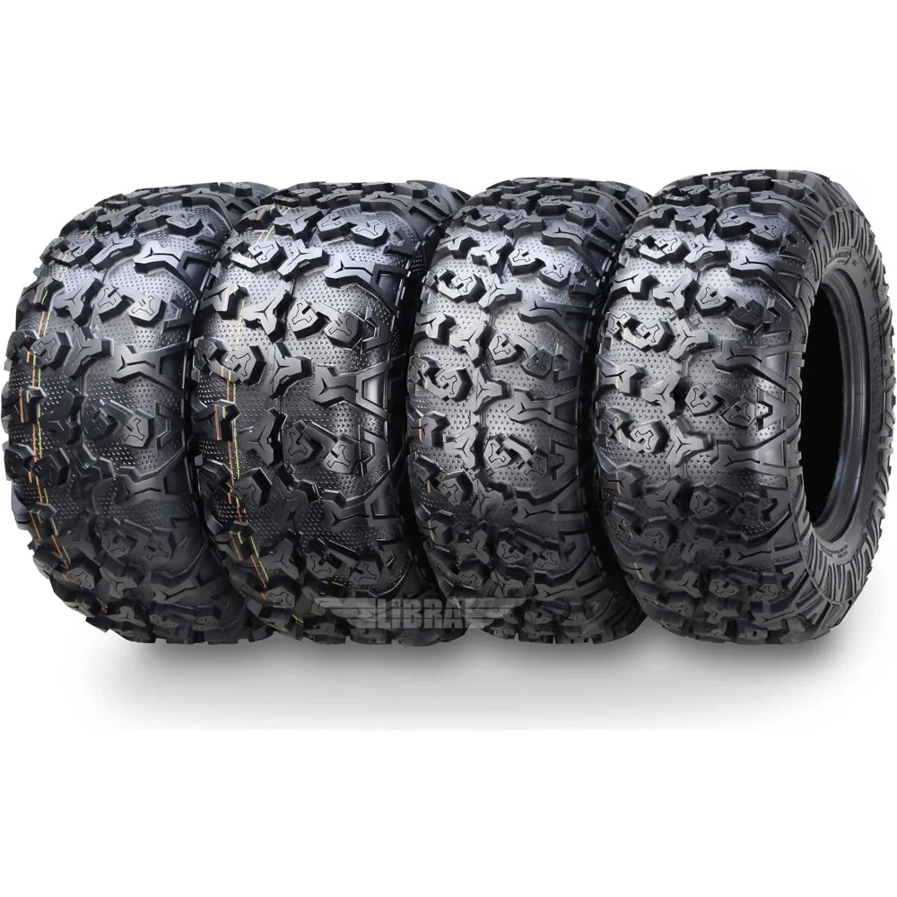 

Set 4 HD 8PR UTV ATV Tires 25x8-12 Front & 25x10-12 Rear W/Featured Full Side Lugs/Scuff Guard