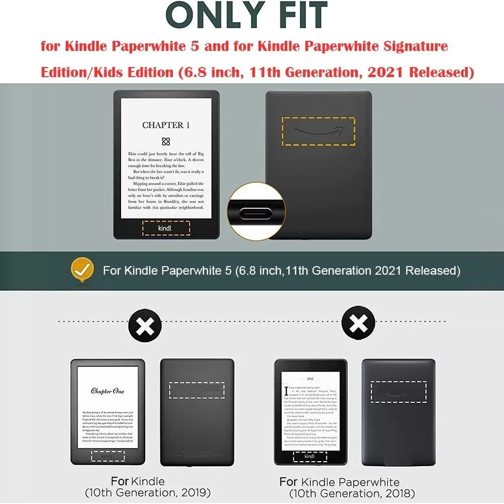 Für Kindle Paperwhite 5 6,8 Zoll E-Reader Case Smart Cover 11. Generation 2021 M2L3EK TPU Schutzhülle Auto Wake/Sleep Folio Funda