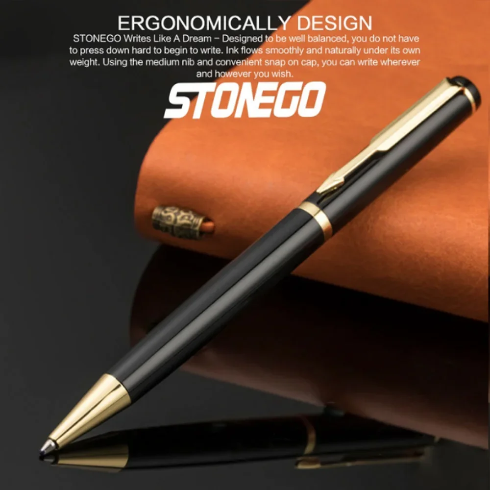 STONEGO Capless Metal Chrome Twist Ballpoint Pen , Elegant Signature Pen Gift Pens for Men Women