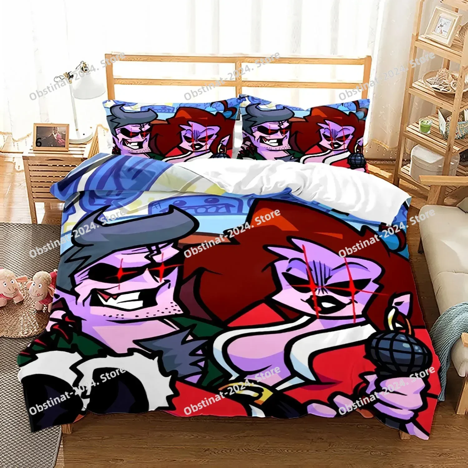 

3D Friday Night Funkin Bedroom Printed Bed Set Duvet Cover Pillowcase Bedding Set Linen Sheet Quilt Cover Full Queen King Size