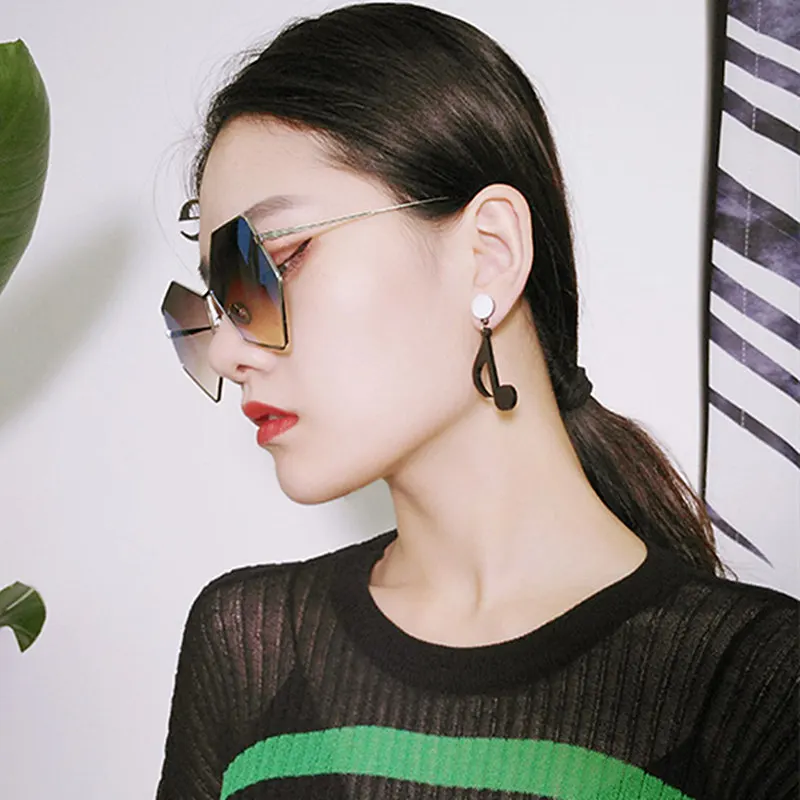 Korean Acrylic Earrings  Personality Asymmetric Music Notes Earrings  Women Accessory Lady Dangle Earrings Jewelry Bijoux