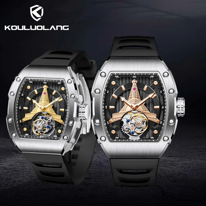 KOULUOLANG Watch 41.7mm original brand Men's tourbillon Mechanical frame Original tourbillon movement fashion men's watch