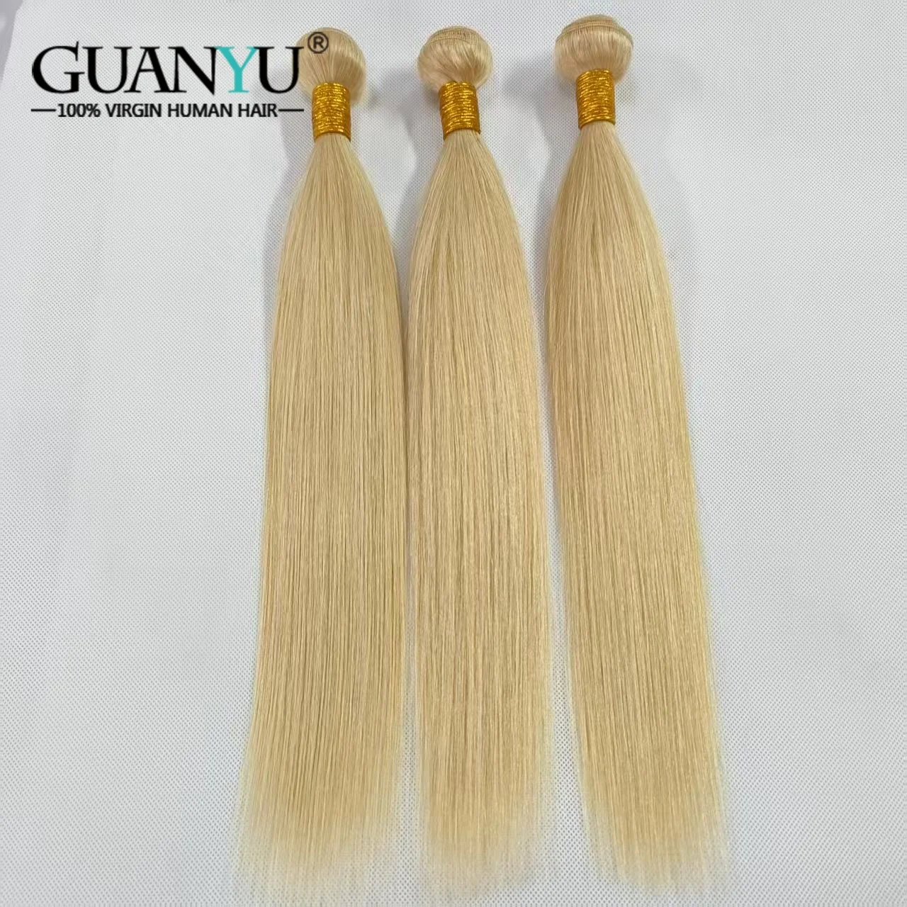 #28 Honey Blonde Straight Human Hair Bundles Extensions Brazilian 3/4 Bundles