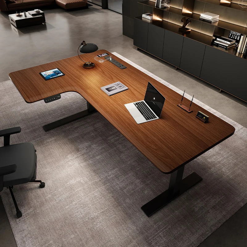 

Современный электрический подъемный стол, скандинавский угловой стол, L-образный компьютерный стол из цельного дерева, высококачественная игровая мебель для дома Escritorio FYCD