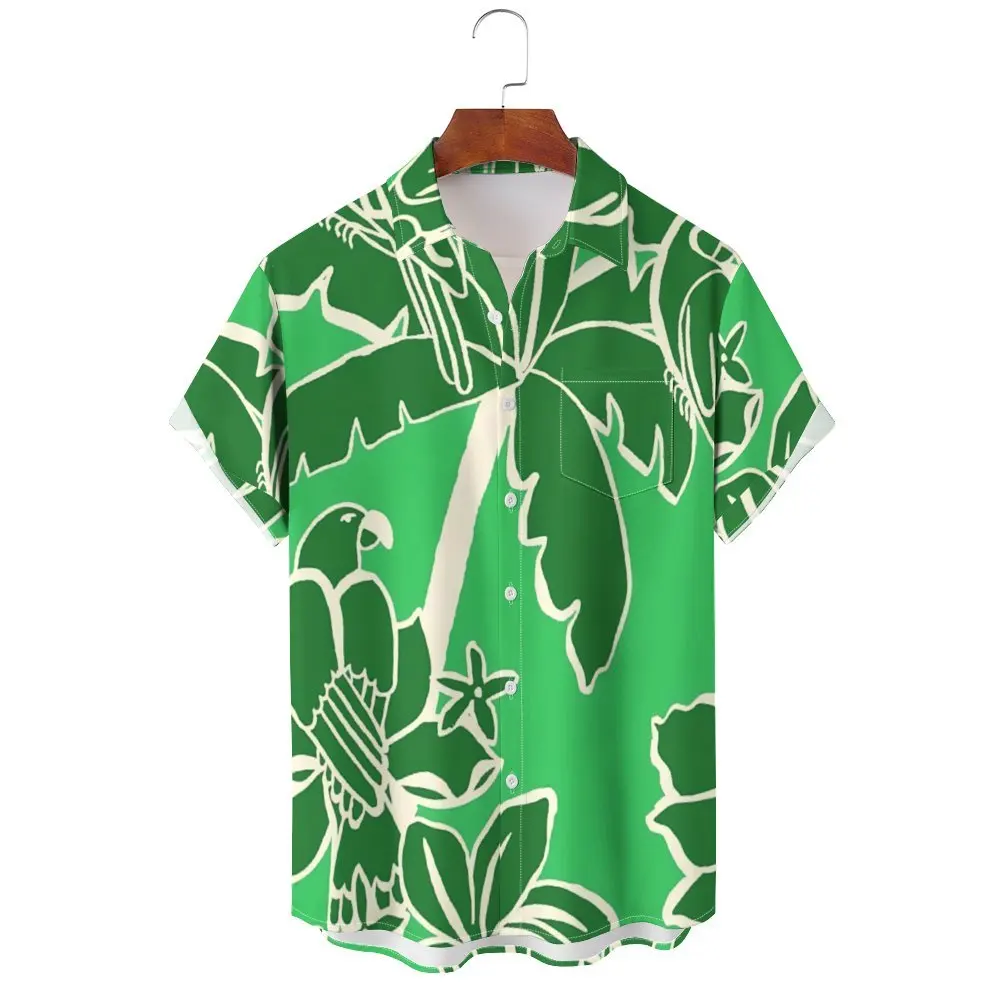 

Casual Men shirt Top for Seaside Vacation Top for Summer Trip Hawaiian Style Men shirt Top Tropical Leaf and Flower Print