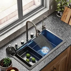 Neptune Star Whale Rain Vegetable Washing Basin Large Single Slot Thickened 304 Stainless Steel Sink Kitchen Household Dish Sink