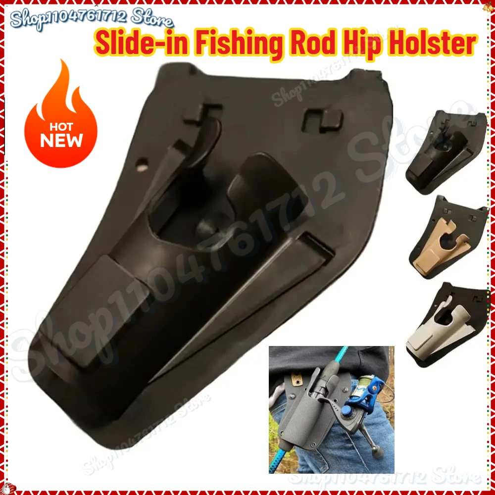 

Slide-In Fishing Rod Hip Holster With Stash Pocket Adjustable Hands-Free Rod Holder Weatherproof Portable Draw Waist Belt Gear