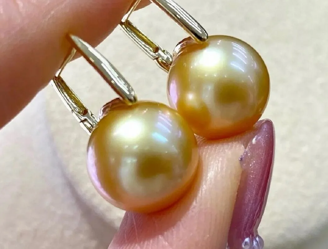 

Gorgeous AAAA++++ REAL NATURE 10-11mm 11-12mm 9-10mm 12-13mm South China Sea south Round Pearl Earrings （gift box）