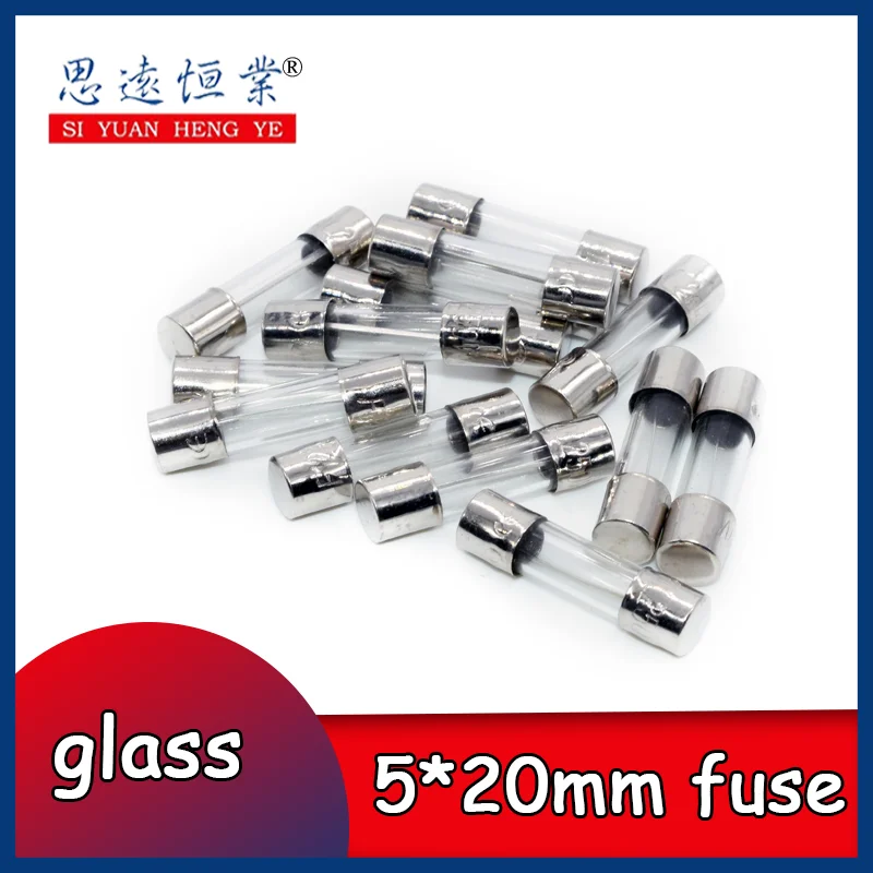 100pcs Glass Fuse tube 5x20mm on-board cigarette lighter 1/2/5/10/15a recorder 5*20 Charger 250V