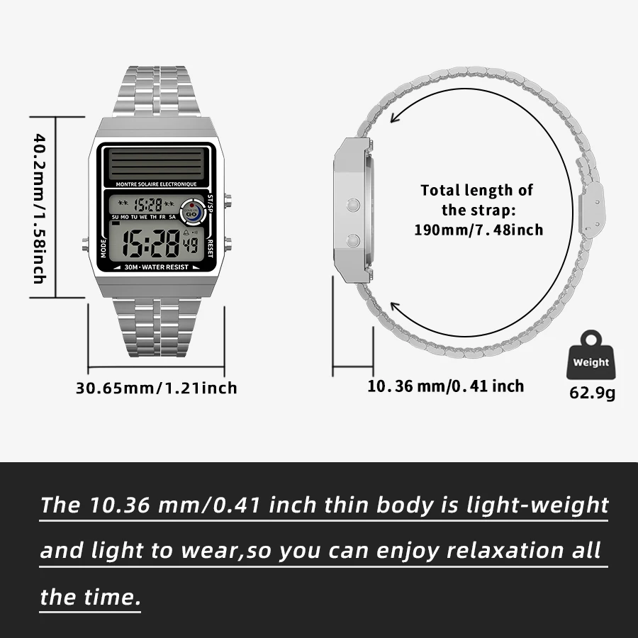 Solar Retro Fashionable Multi-function Electronic Watch
