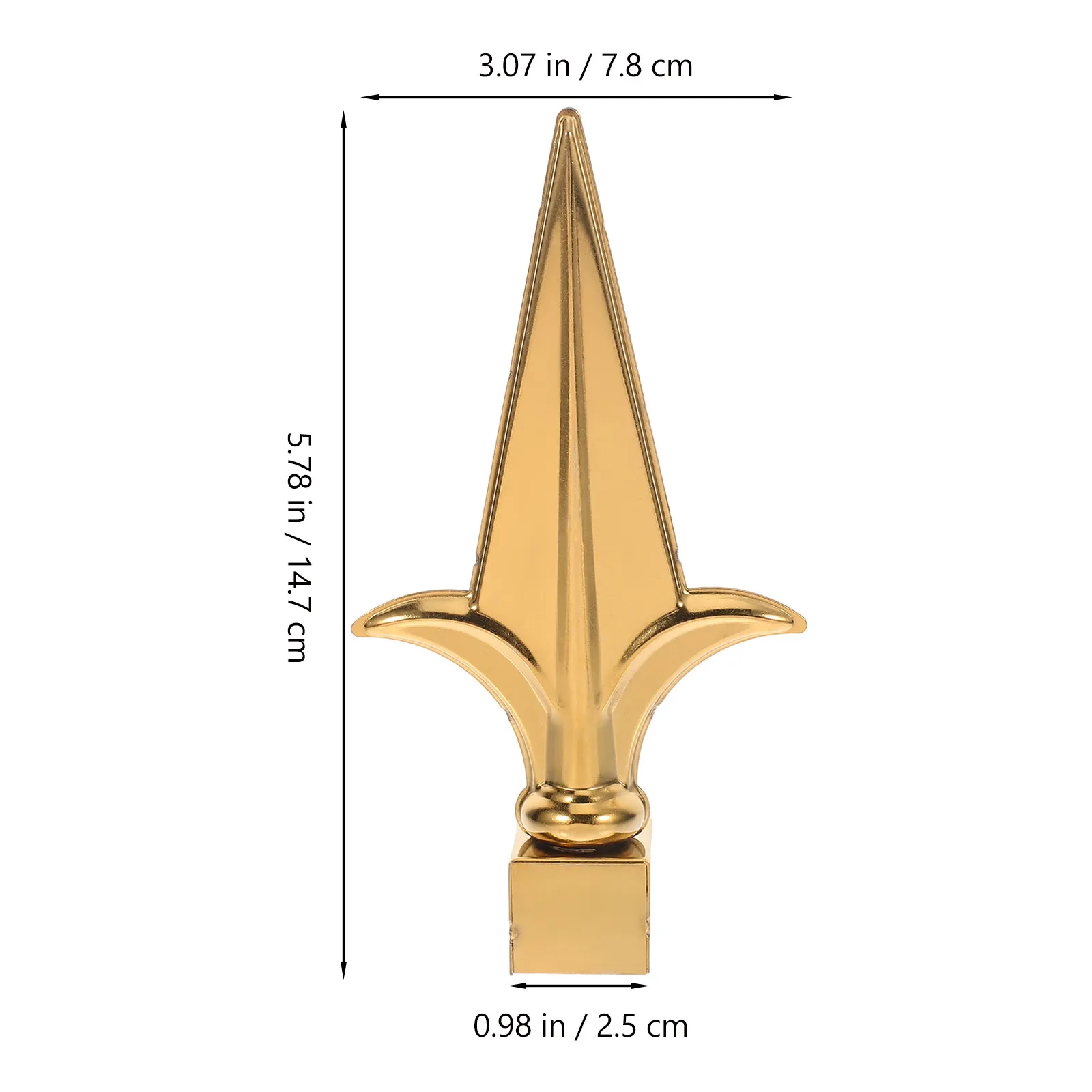 2Pcs Flagpole Finial Spike Tip Metal Square Replacement Head Gold Stainless Steel Garden Fence Flag Pole End Cap Topper Outdoor