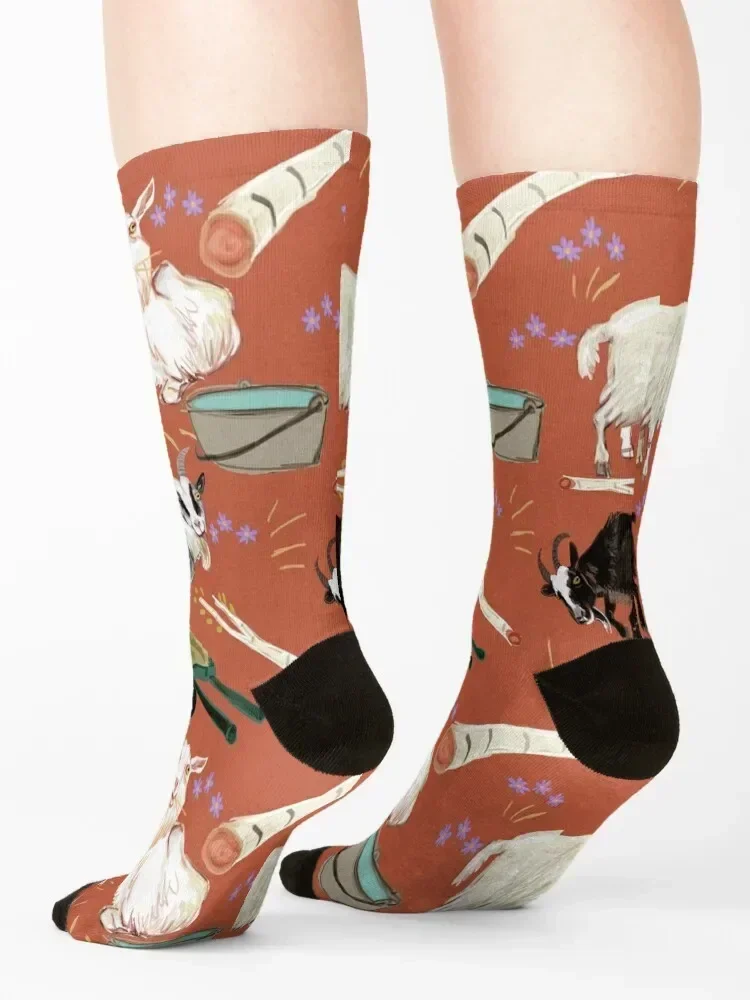 Goat pattern in orange brown Socks custom sports winter thermal winter sports and leisure Boy Socks Women's