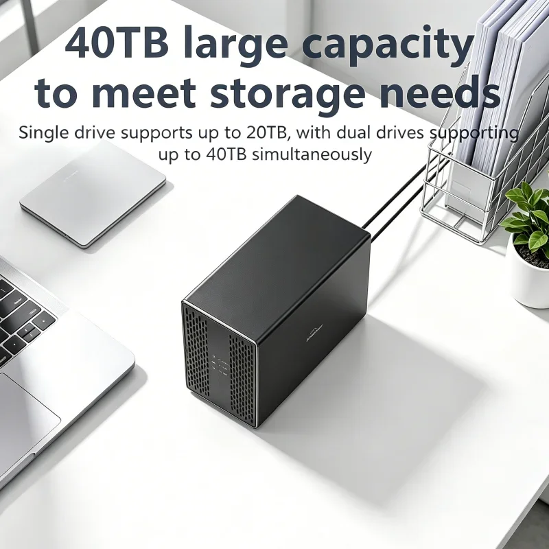 

Heat Dissipation Shell SATA Array Box 3.5 Inch Dual Bay USB 3.0 Type C External HDD Server Hard Drive Enclosure