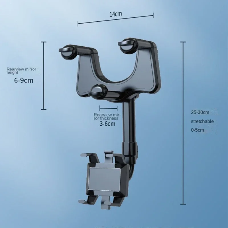 Support de Téléphone pour Rétroviseur de Voiture, Rotatif, Réglable à 360 °, Télescopique, GPS