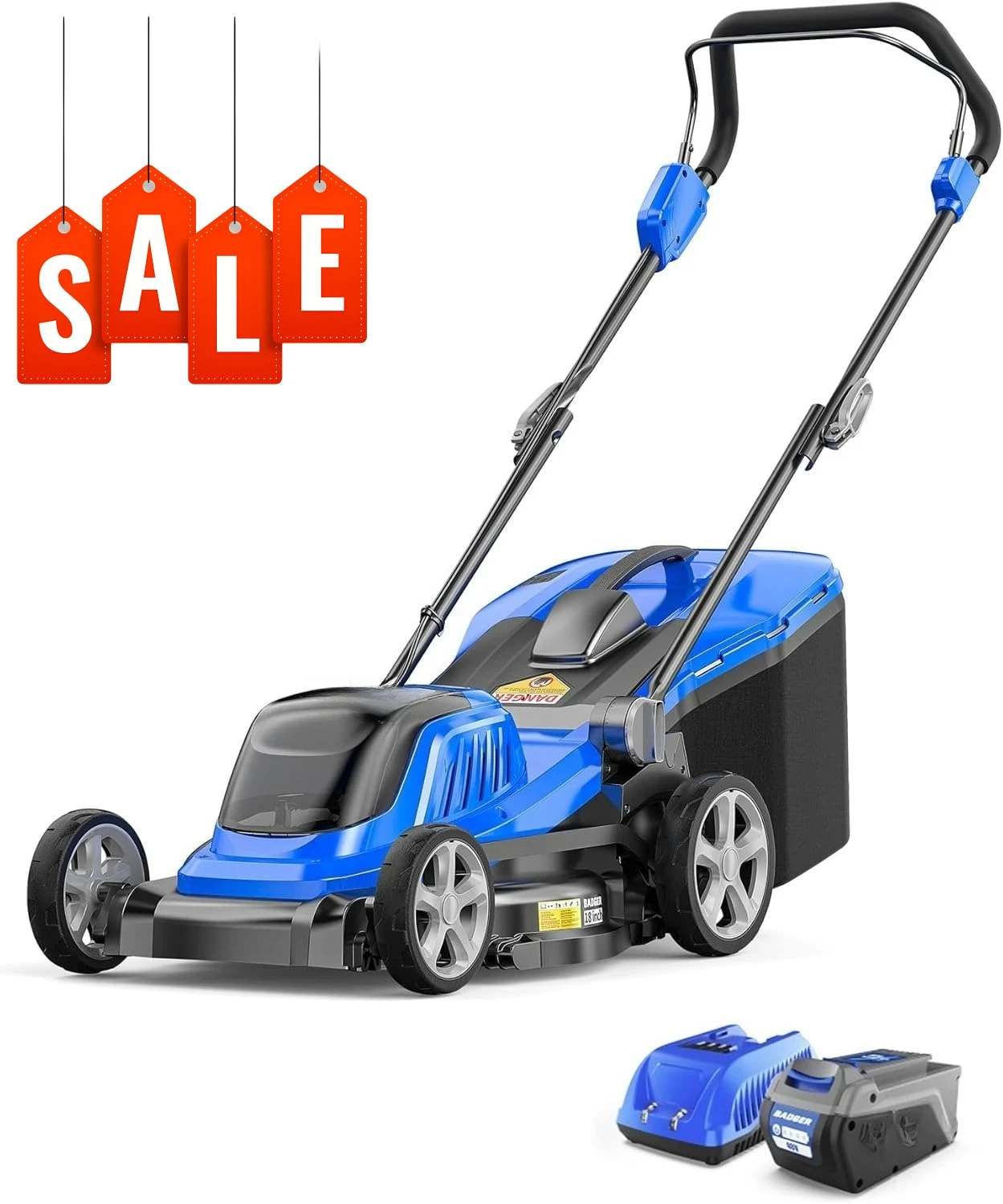 

Lawn Mower 40V Brushless 18" Cordless, 5 Cutting Height Adjustments Electric Lawn Mower, Quickly Folding Within 5’s