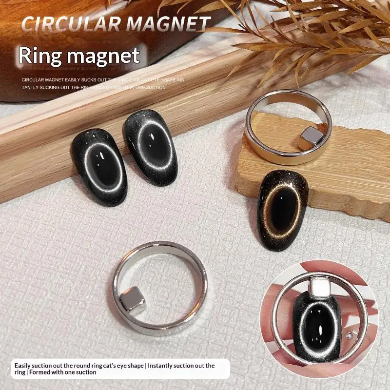 1/2 piezas, imán circular para uñas con diseño de ojo de gato, imán hueco con diseño de ojo de gato, gel para uñas, anillo para esmalte de uñas, juego de imanes para decoración de uñas, herramienta magnética para manicura DIY.