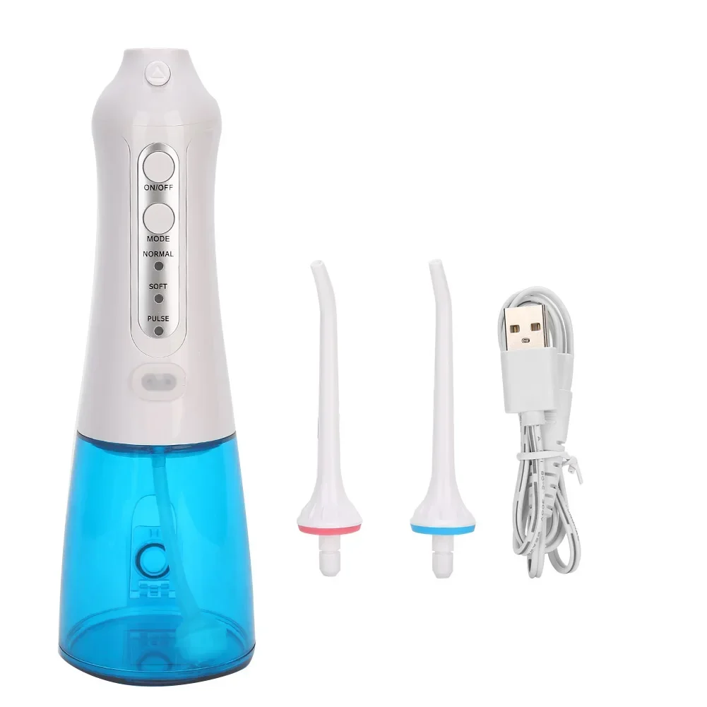 

Electric Oral Irrigator USB Rechargeable Water Flosser 300ML Water Tank Waterproof 3 Modes 2 Jet Tips Dental Tooth Clean Device