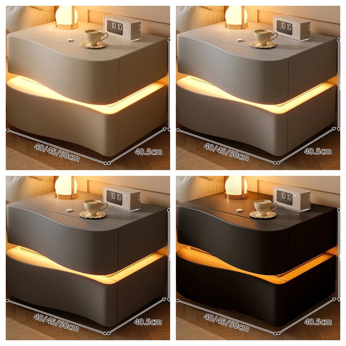 Wholesale Smart Led Nightstand Wireless Charging Station Bedside Table With Light in Whitepromote sales - view 3