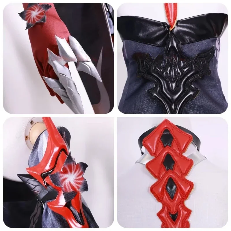 Acheron neue Haut rot schwarz Kostüm Acheron Cosplay Kostüm Honkai Star Rail Spiel Acheron rot 2. Form Cosplay Kostüm Kleid Set