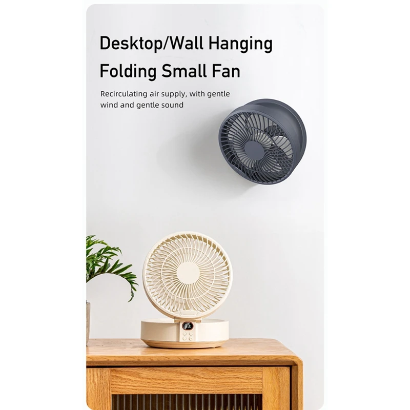 Ventilador de lámpara de escritorio plegable retráctil pequeño, Mini ventilador portátil de carga USB para el hogar, ventilador eléctrico colgante de pared de bajo ruido