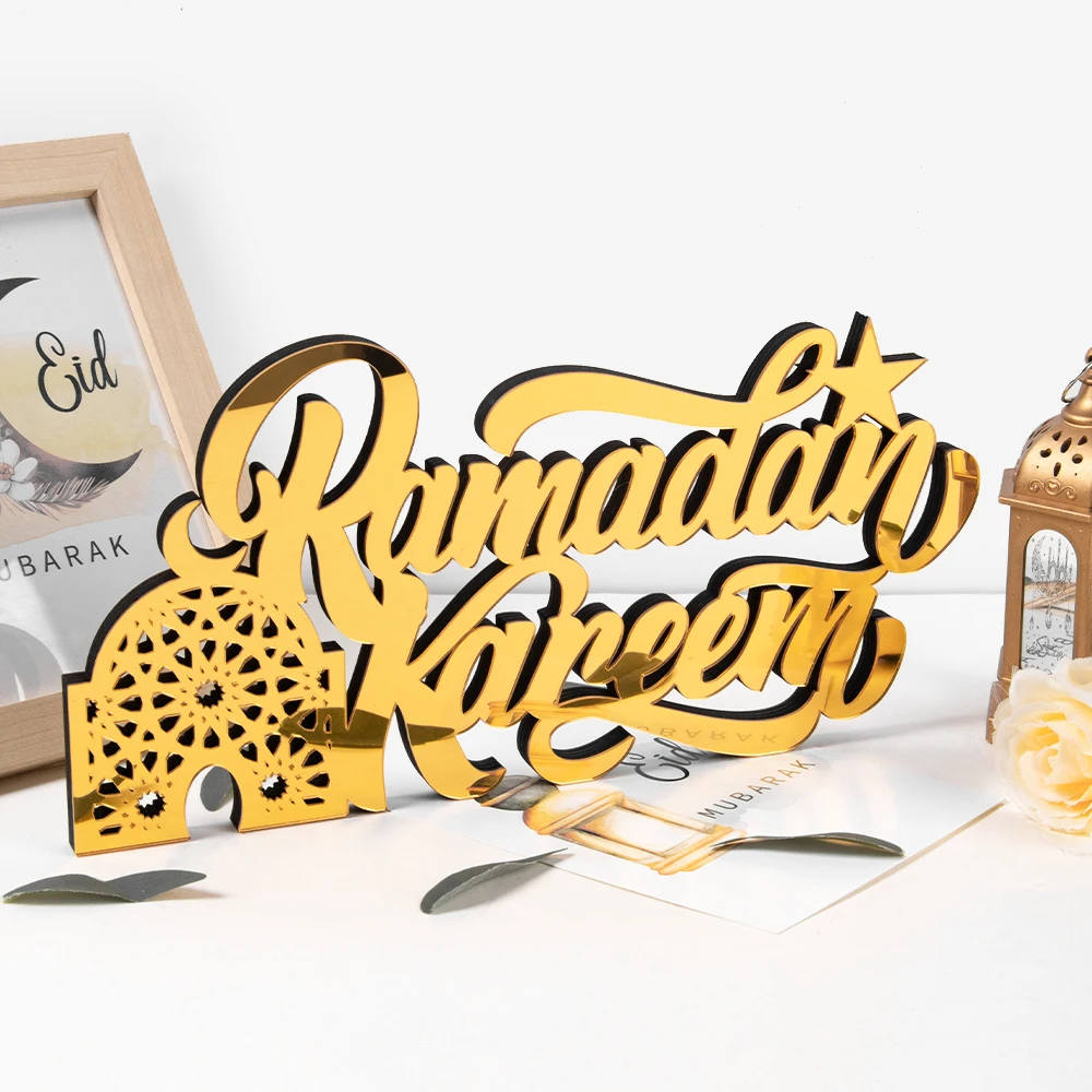 

2025 Acrylic Moon Castle letter Ramadan Mubarak Table Ornaments Eid Mubarak Home Decoration Islamic Muslim Party Ramadan Gifts