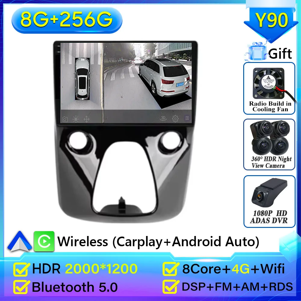 Voor Toyota Aygo Peugeot 108 Citroen C1 2016-2020 Autoradio Android 16 Navigatie GPS Android Auto Stereo Carplay scherm Unit 2 K