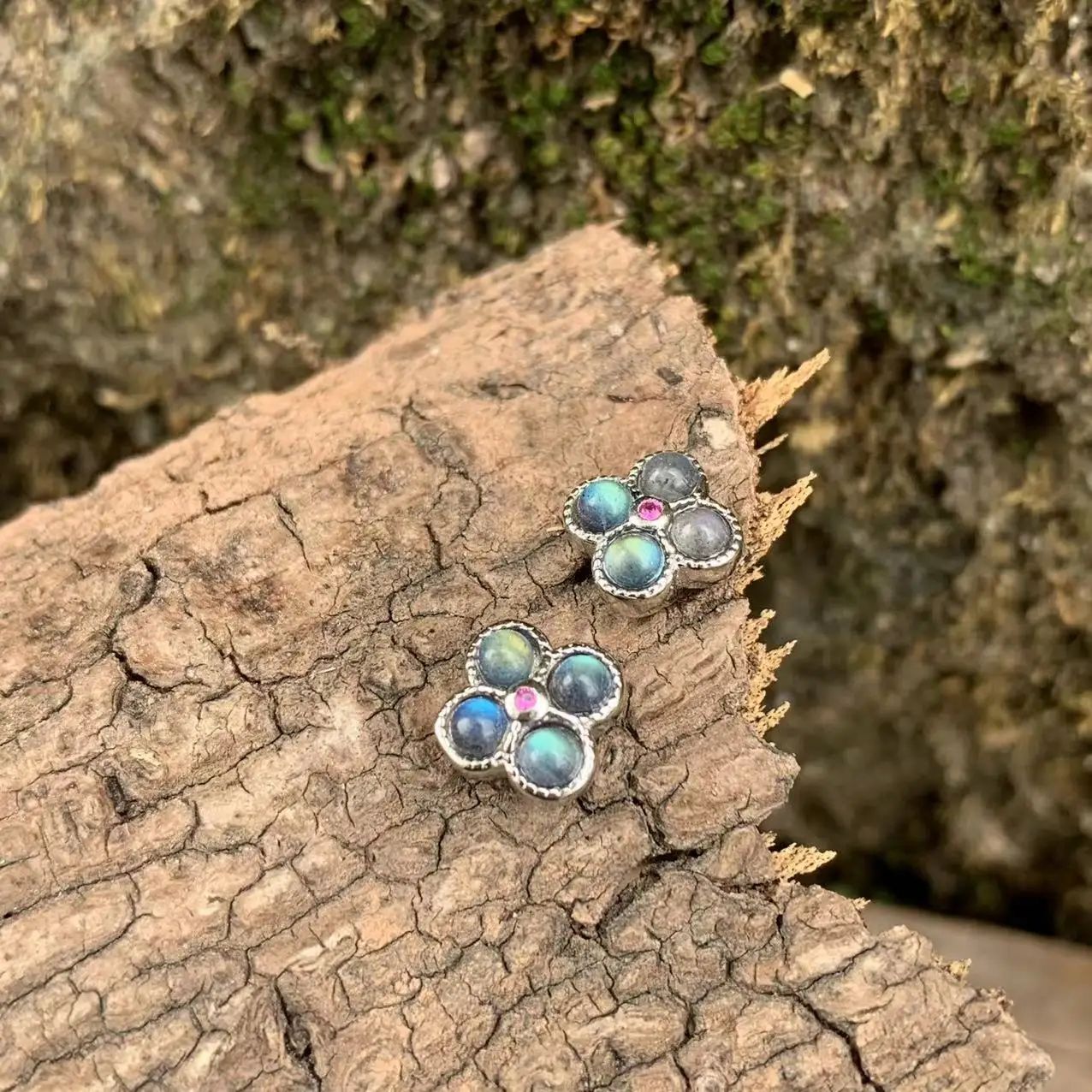 أقراط من الفضة الإسترليني عيار 925 من حجر القمر الطبيعي الأصلي للنساء هدية مجوهرات