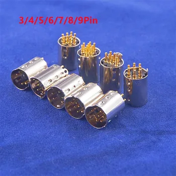 5 Pcs Mini Din ปลั๊กตัวเชื่อมต่อ3 4 5 6 7 8 9 Pin PCB Mount ตรง CNC machined หัว Pins ปลั๊กบอร์ดบัดกรี DIY