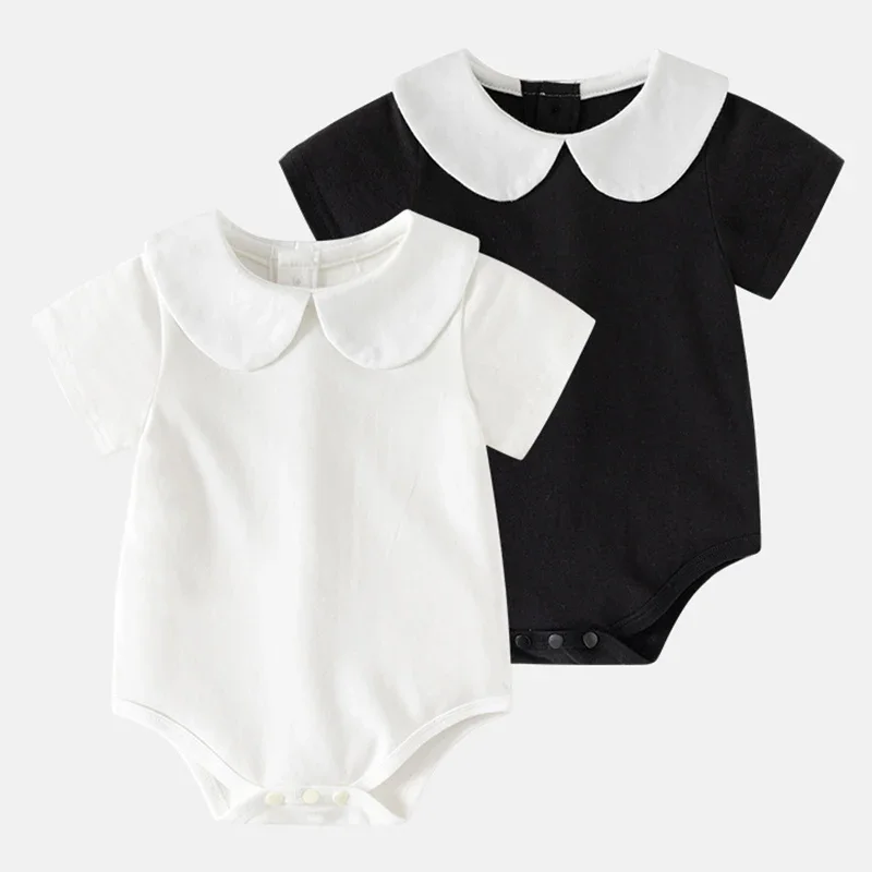 2026 New Summer Newborn Baby Girl Romper Short sleeved cotton solid color Korean Style Climbing Suit 0-24M Baby Girl Clothing