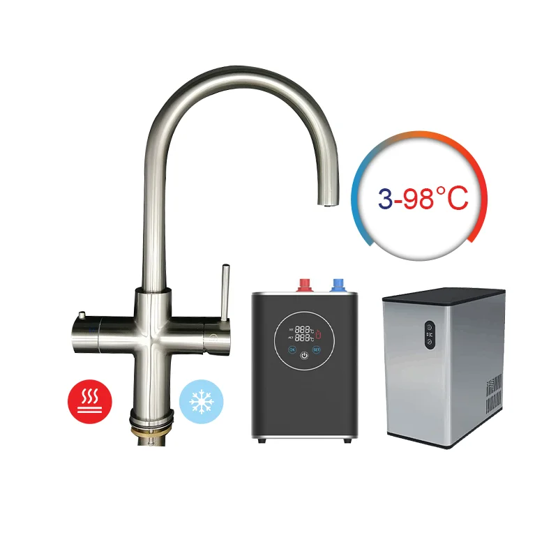 Hot Selling 5 in 1 Matte Black Kitchen Faucet Boiling Ice Water Bubble Mixer filter Water Tap Faucets