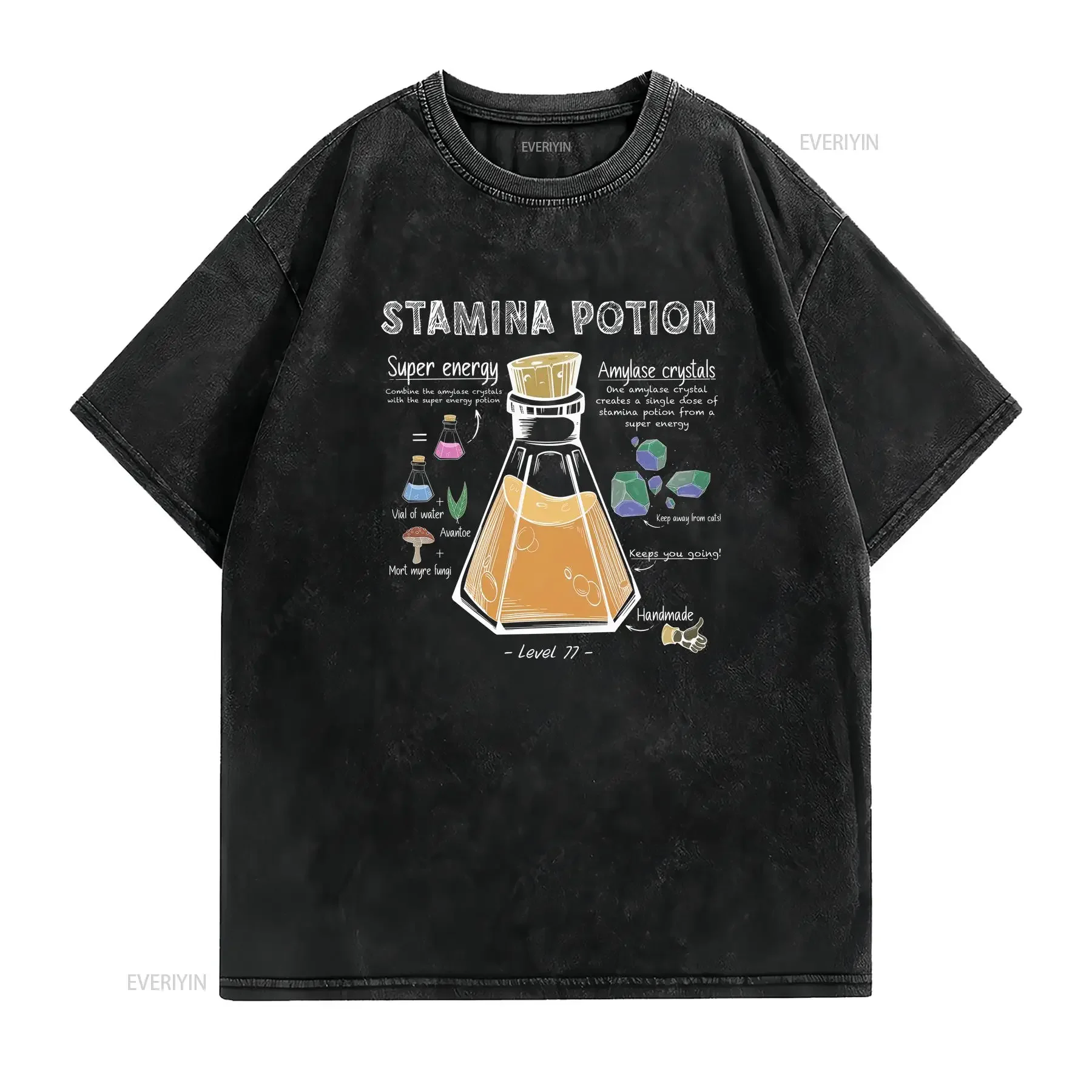 Stamina Potion Recipe Classic T Shirt Osrs Top Gaming Fashion Man Woman for Him vintage Washed Breathable Top For Everyday Wear