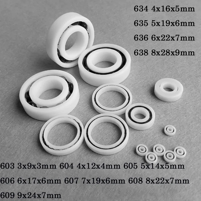 2/5/10/20pcs 603 604 605 606 607 608 609 634~638 Pom Nylon Plastic Bearing Glass Balls Deep Groove Ball Waterproof Insulation
