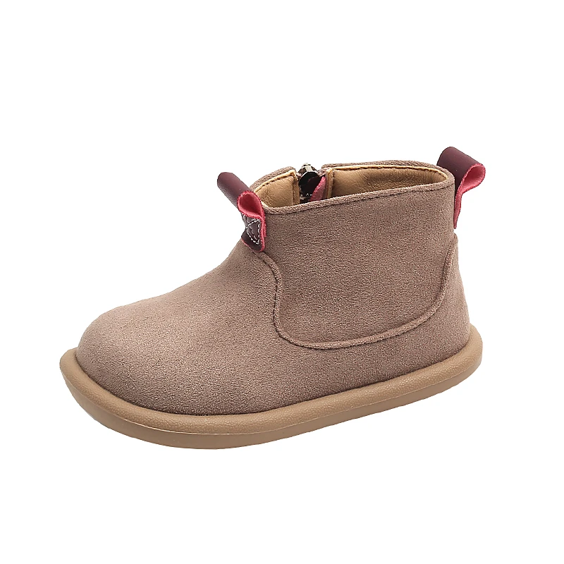 Autumn New Baby Short Boots Girls Fashion High-top Leather Boots Boys Anti-slip Retro Cotton Boots