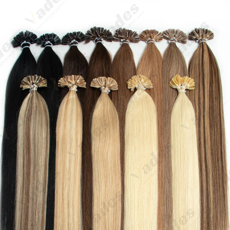 U تلميح وصلات شعر شعر بشري حقيقي بني فاتح U تلميح الكيراتين ملحقات تصفيفة الشعر للارتداء اليومي مظهر طبيعي 50 جرام 50 ثانية #4