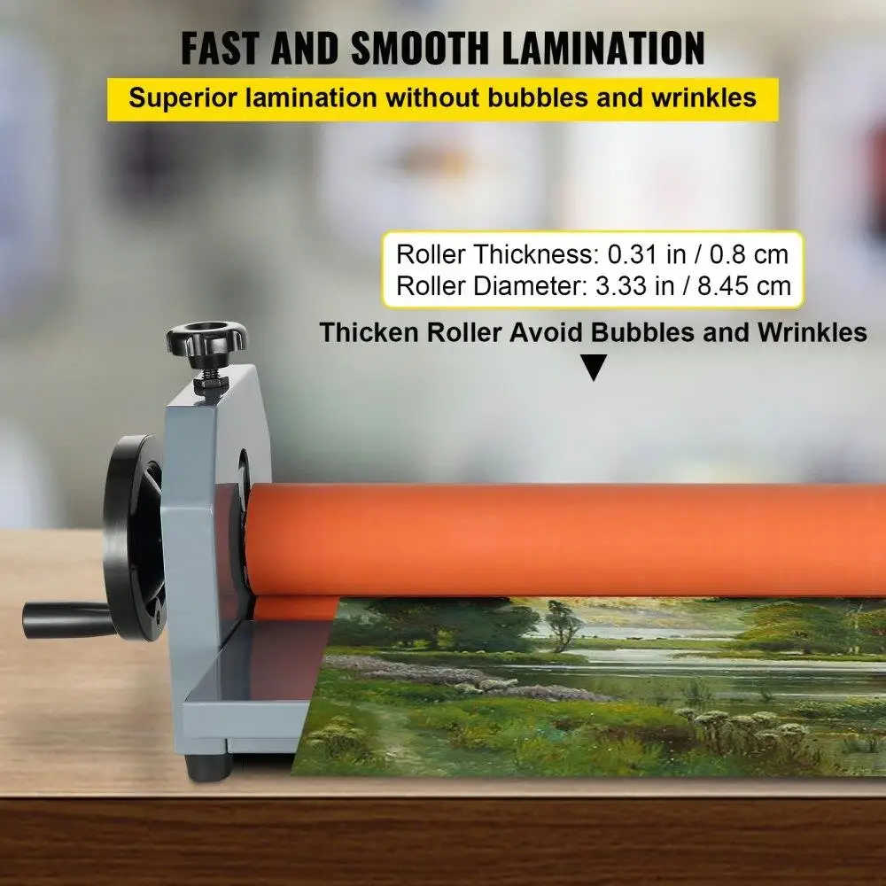 51 Inch Manual Cold Laminator Machine Hand Crank Pressure Vinyl Photo Film Cold Roll Lamination Tool for Home and Office Use