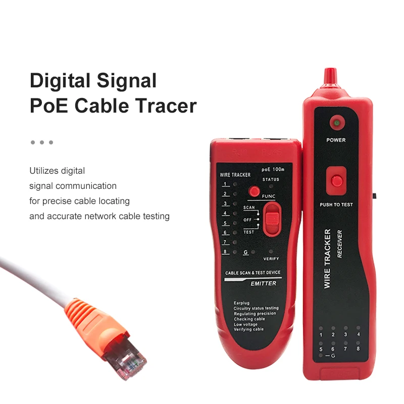 جهاز اختبار كابل الشبكة والتتبع، إشارة رقمية عالية الدقة، تتبع طويل المدى، حماية من حرق POE، كشف دقيق للخطأ