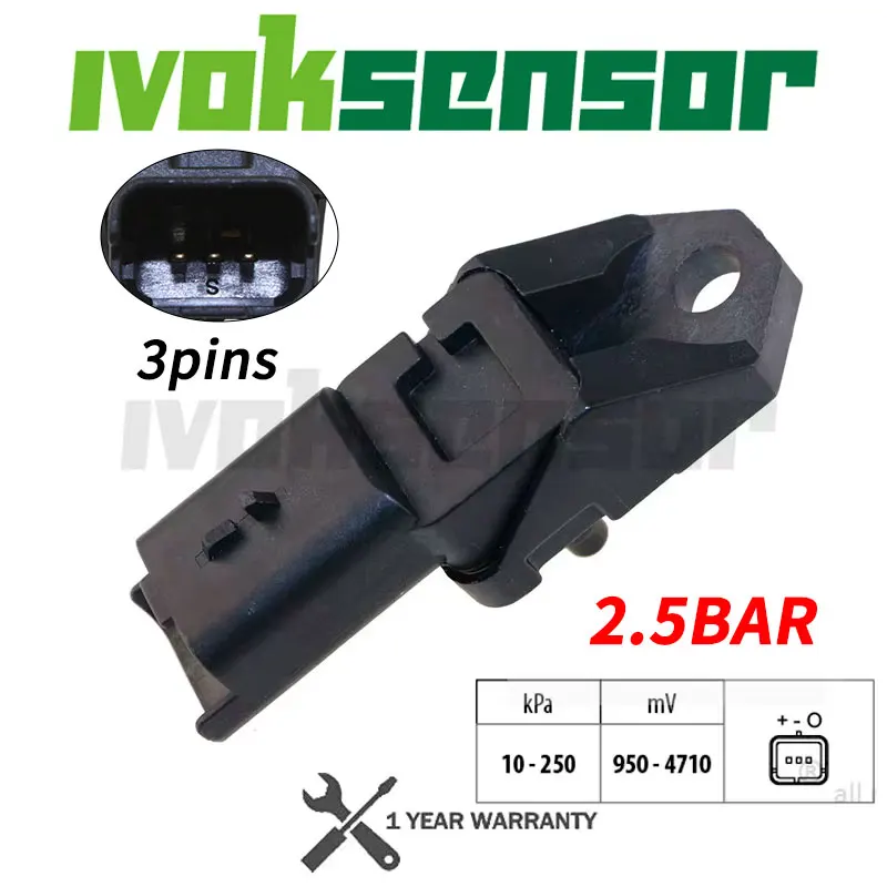 

2.5BAR Manifold Pressure MAP Sensor For 2004-14 Peugeot 1007 206 307 407 CC SW 1.6 2.0 1920.CZ 9639027480 Y60118211 9639469280