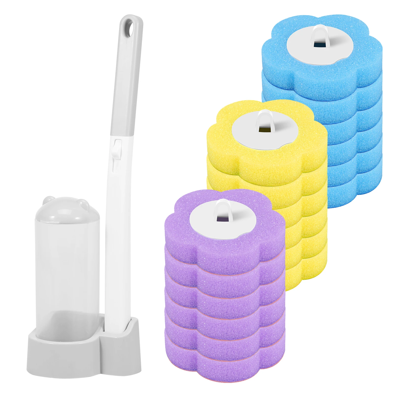 Toiletborstel en houderset met wegwerp navullingen, vervangende borstelkop, reinigingsset, badkamerreinigingsborstel, WC-accessoires, gereedschap