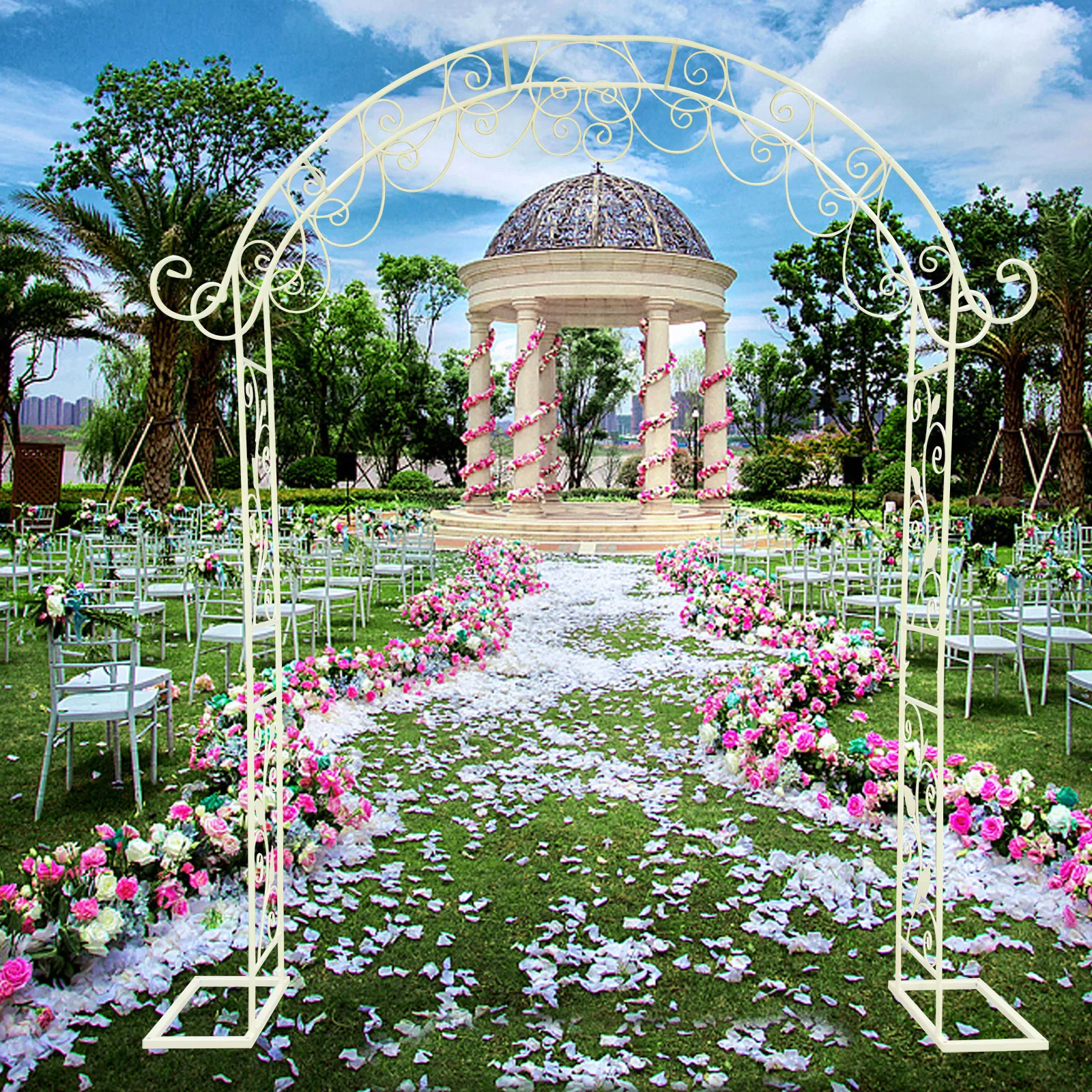 235cm/92.51in Metal Archs Backdrop Stand Wedding Arch Flower Frame Stand for Birthday Party Garden Decoration