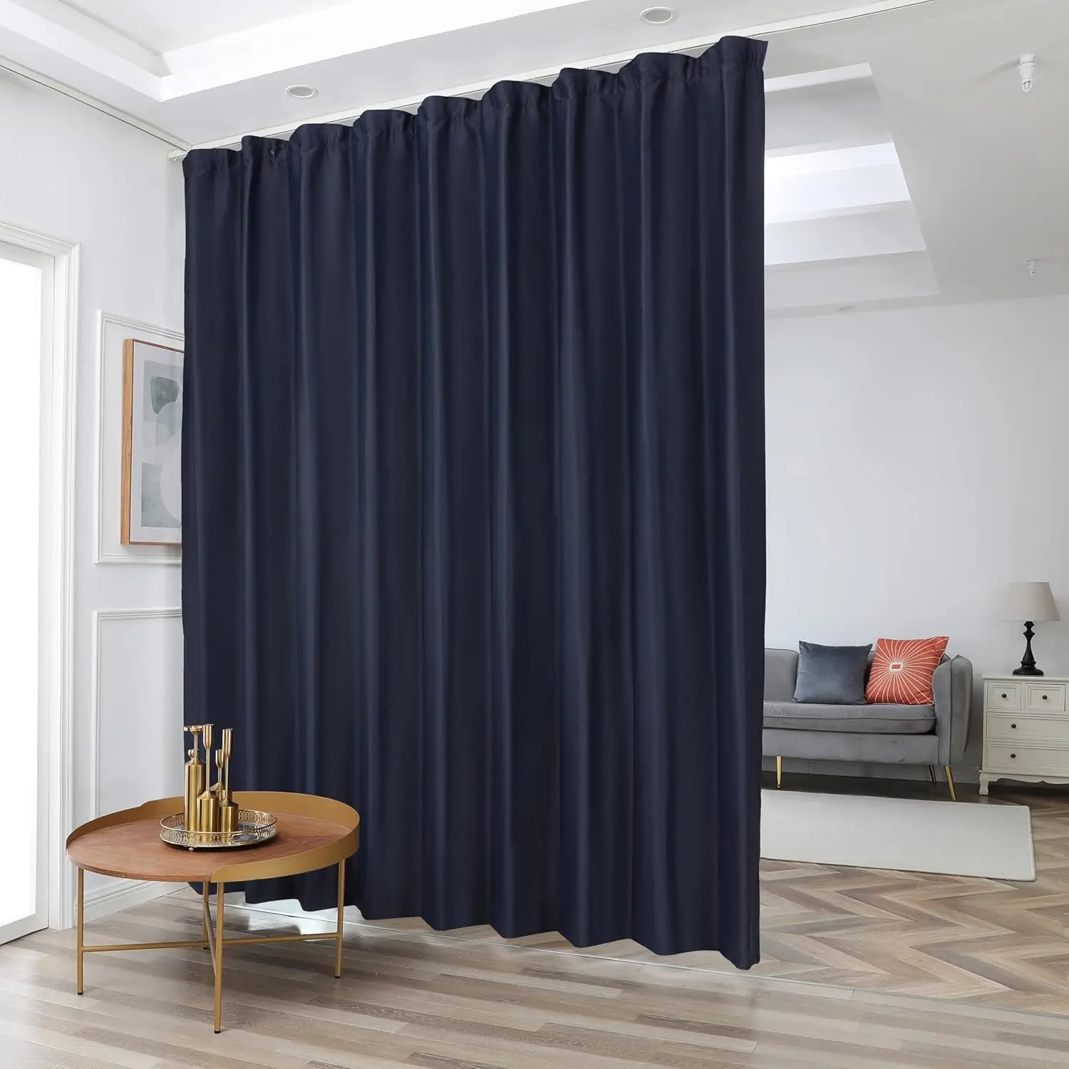 

Room Divider Curtains, Blackout Ceiling Track Curtains with Hook,Extra Wide Theater Curtains Perfect for Living Room and