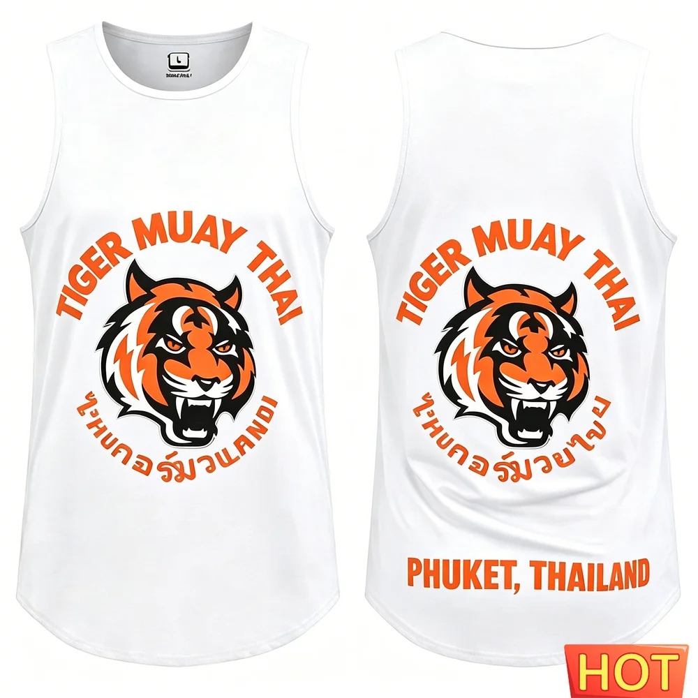 Muay Thai sports vest Summer Men Sleeveless T-shirt tiger pattern men's t-shirts and tank tops Muay Thai tank tops Men clothing