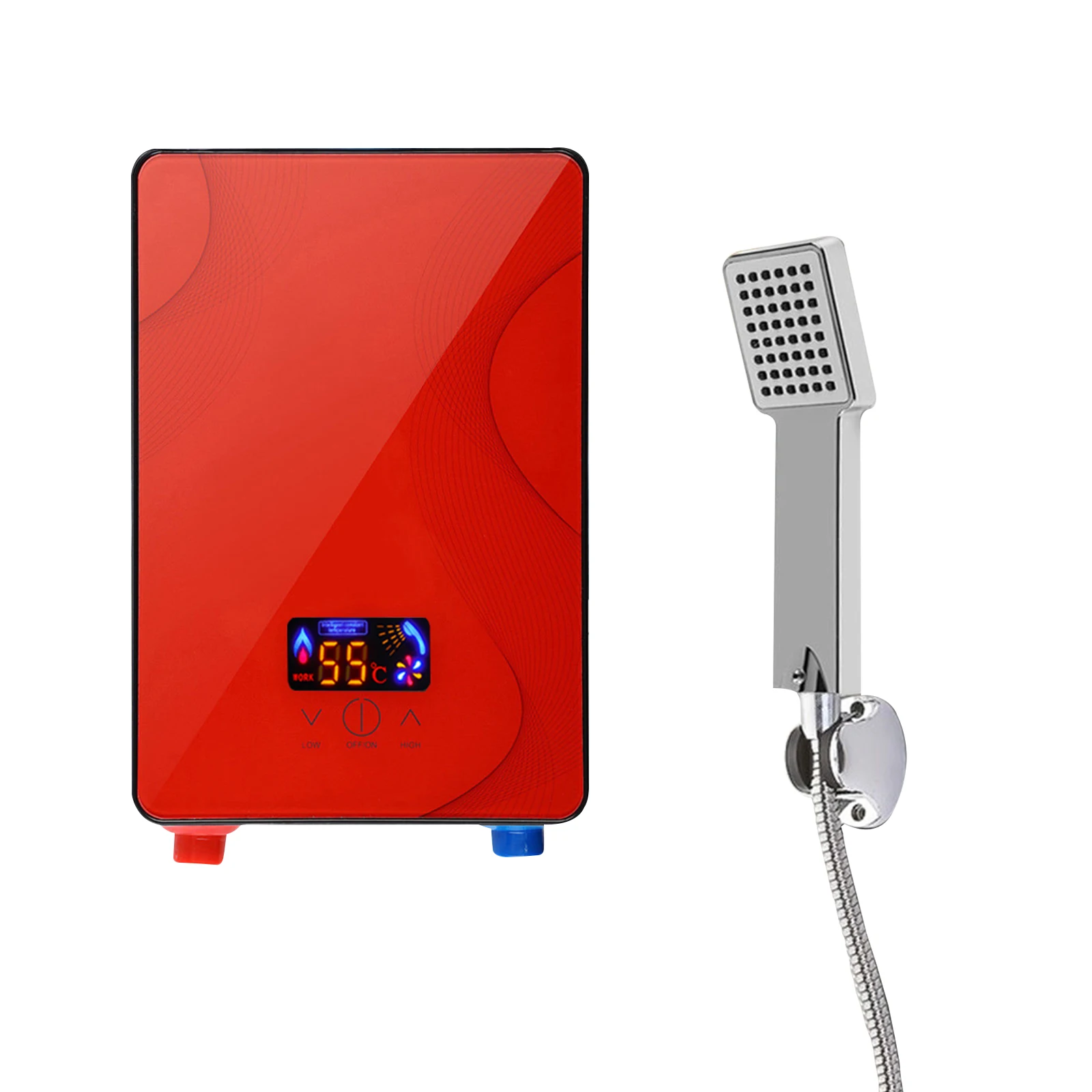 Aquecedor de água sem tanque elétrico com bocal do chuveiro, Aquecedor de água quente instantâneo para banheiro e cozinha, 6500W, 220V