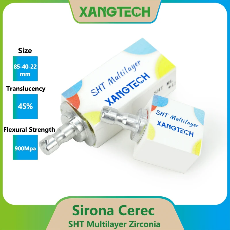 XANGTECH SHT Cerec Zirconia Blocks Multilayer Cad Cam Discs 85X40X22mm for Sirona System