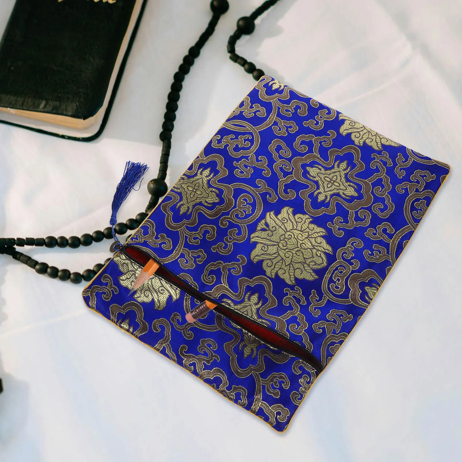 

Chinese Style Large Capacity Zipper Pencil Bag Multi-Function Portable Office Travel Organizer Zipper Bag Pencil Case