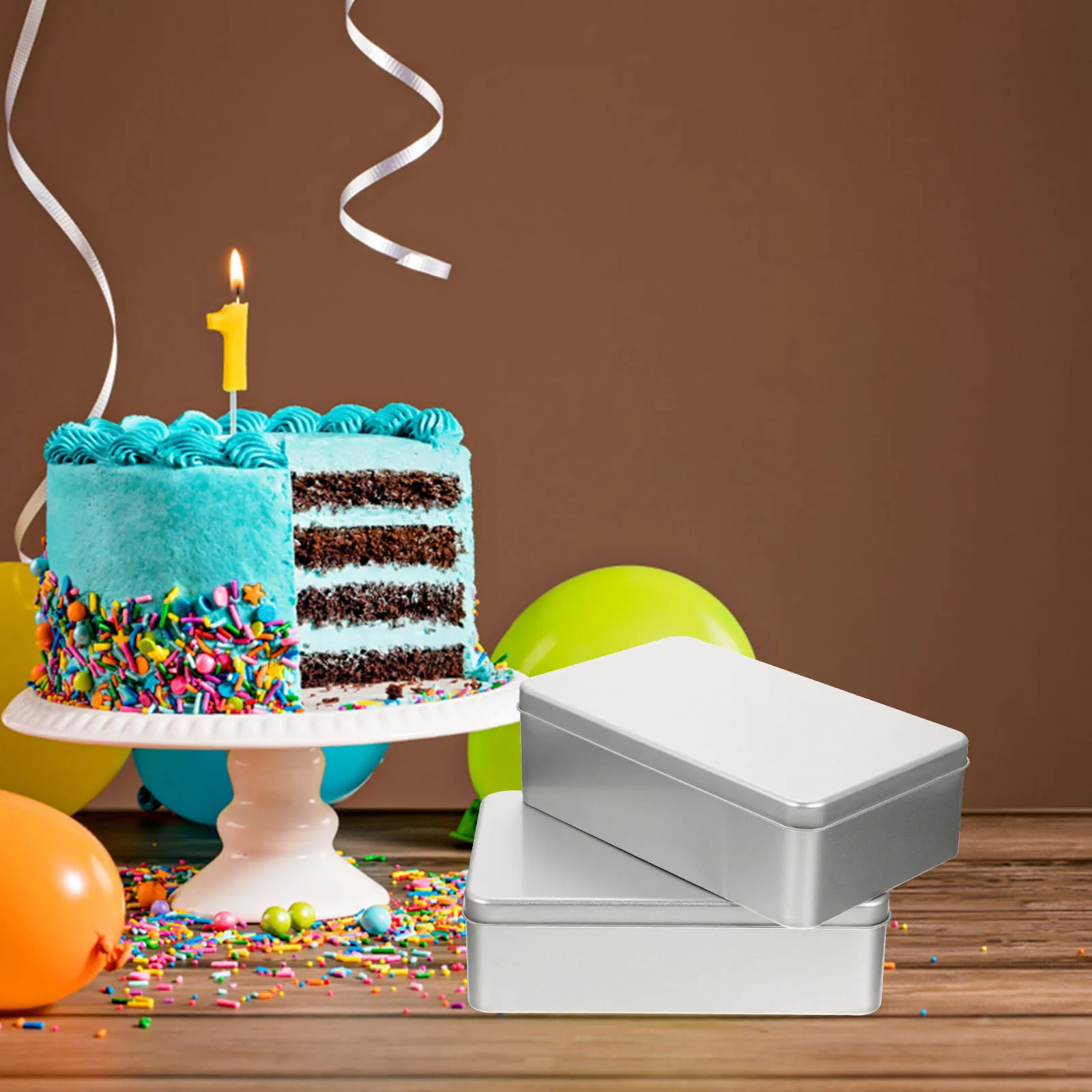 

2Pcs Tiramisu Packaging Boxes Wear Resistant Tinplate Baking Snack Boxes Cookie Wrapping Party Favor Storage Cookie Box